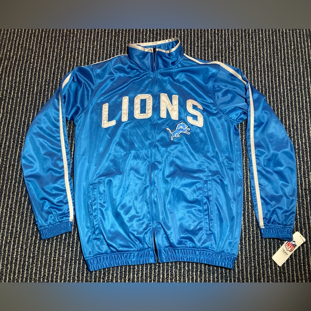 NFL Detroit Lions Blue Track Jacket with White Trim